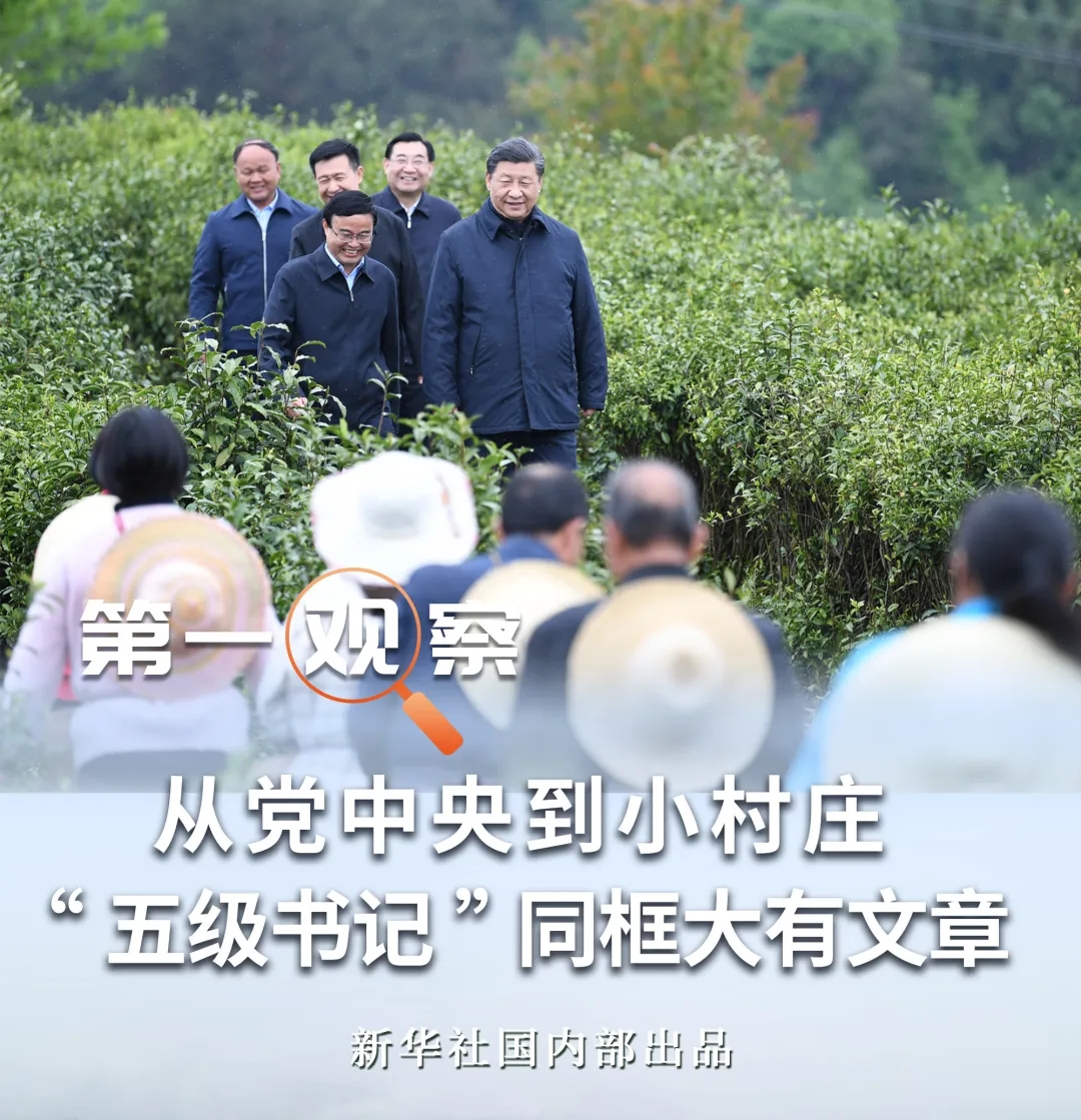 从党中央到小村庄五级书记同框大有文章