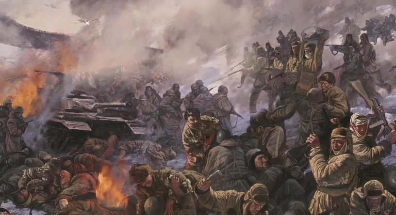 血战松骨峰狭路相逢勇者胜丨美术经典中的党史邀您走近油画激战松骨峰