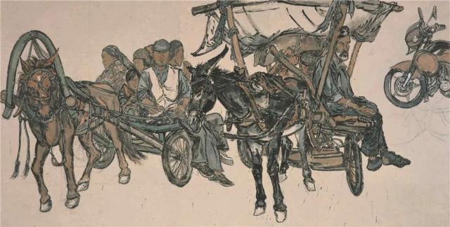 《然多村口》 纸本设色 48cm×75cm 2017年
